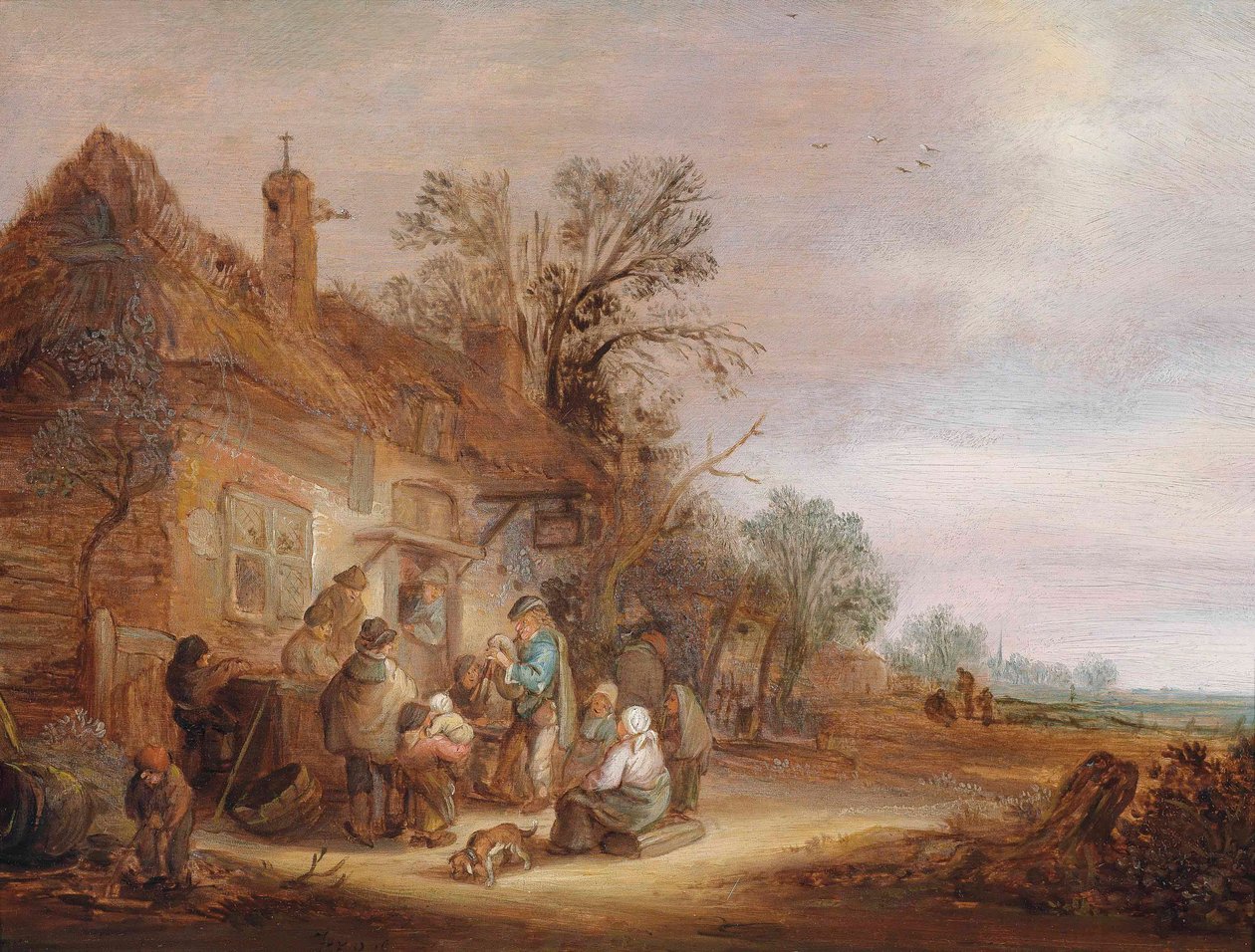 Peasants and Musicians Outside a Tavern by Isaac van Ostade
