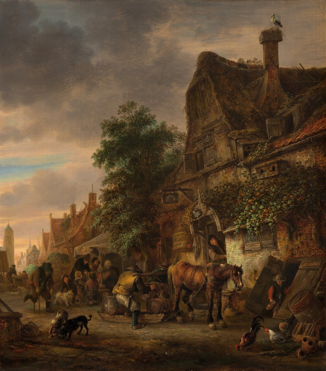 Workmen Before an Inn by Isaac van Ostade
