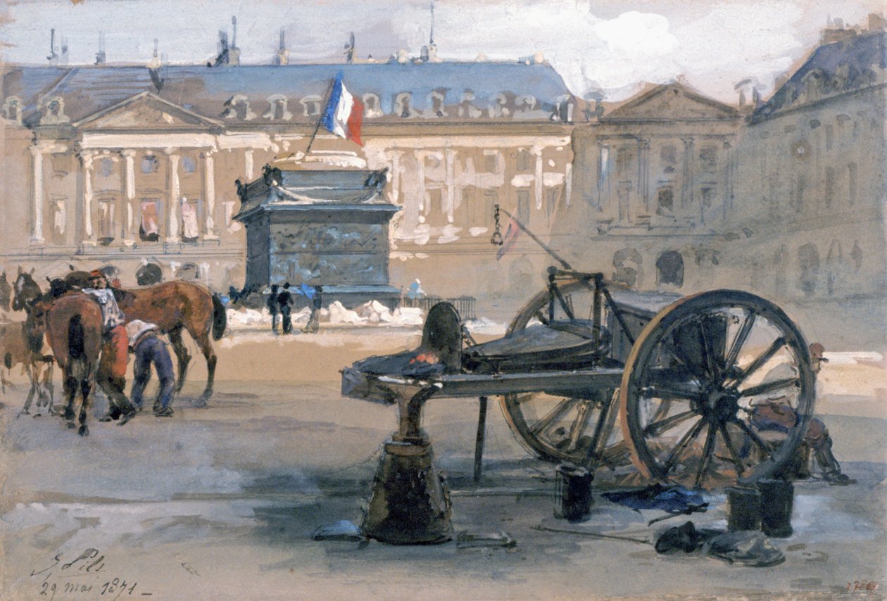 The Fall of the Vendome Column, 29th May 1871 by Isidore Pils