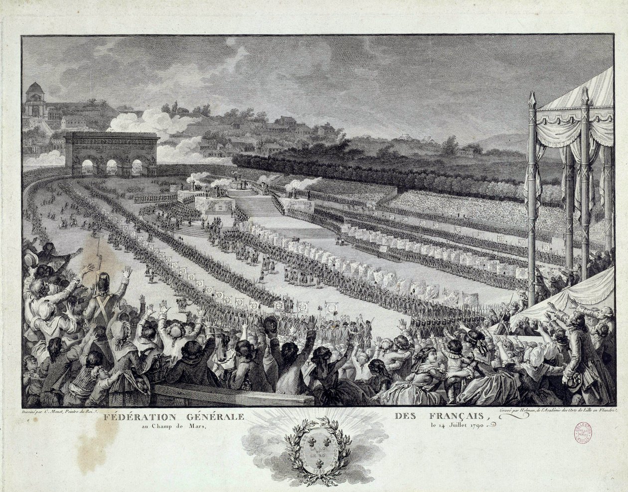 French Revolution: View of the Fete of the General Federation of French Departments at the Champs de Mars in Paris on 14/07/1791 by Isidore Stanislas Helman