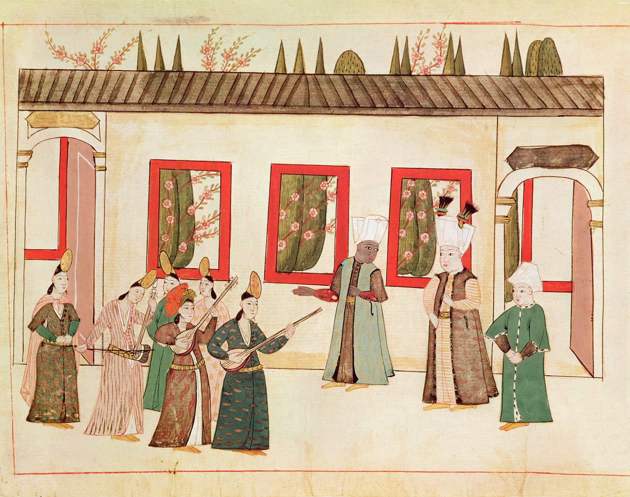 The Sultan with his favourite accompanied by musicians and singers, c.1580 by Islamic School