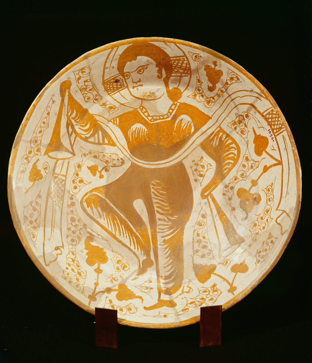 Decorated Plate with Saint Figure by Islamic School