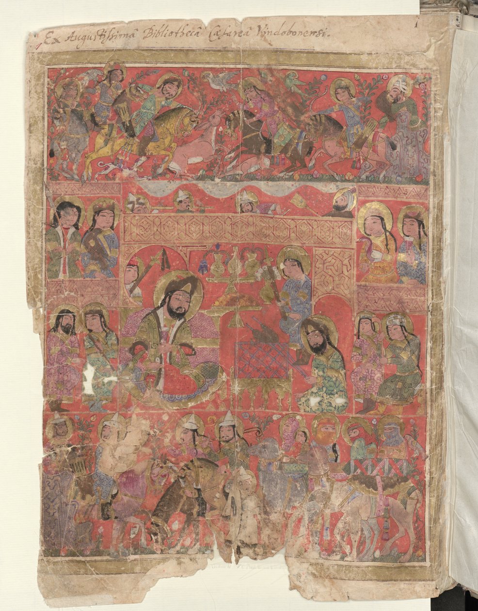 Dedication Image: Centre-Left a Ruler Figure, the Patron of the Manuscript by Islamic School