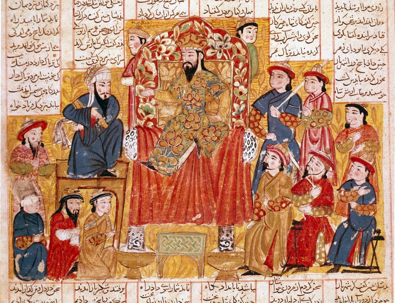 Islamic Art: A Sultan and His Court. Persian miniature from a manuscript of the epic poem Shahnameh (Book of Kings) by Ferdowsi (ca. 940-around 1020) Around 1330 by Islamic School