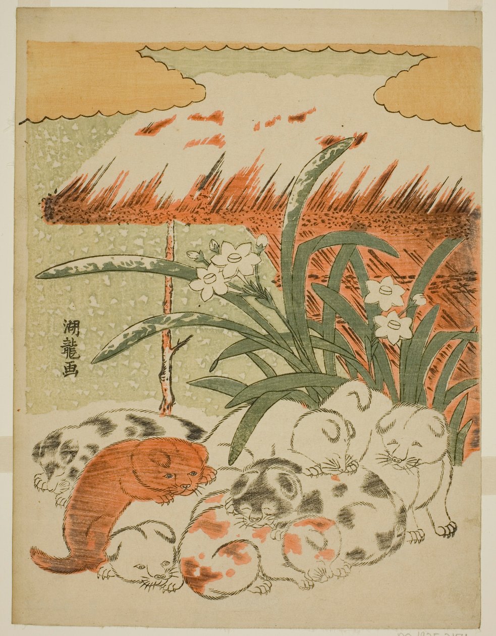 Puppies in the Snow by Isoda Koryusai