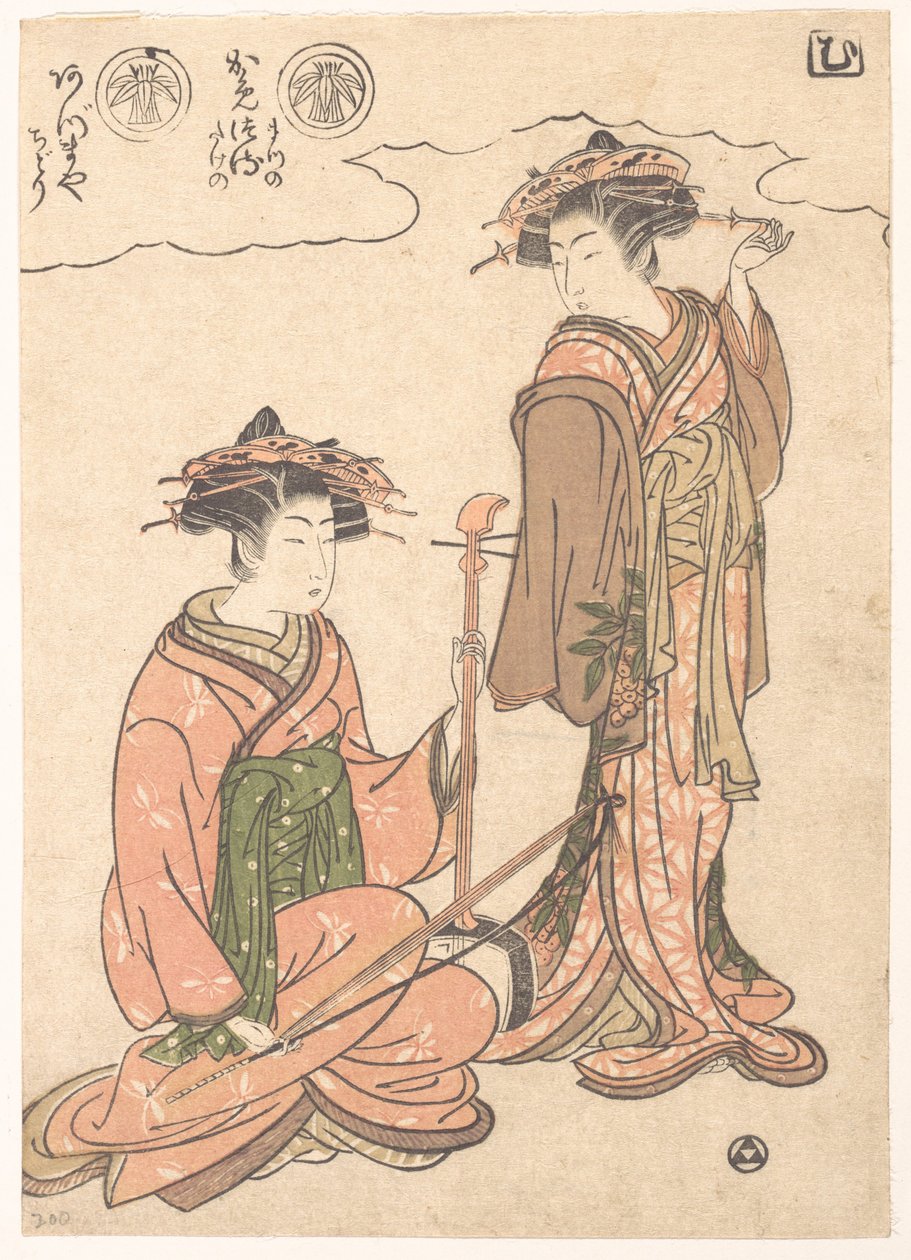 Two Geisha by Isoda Koryusai