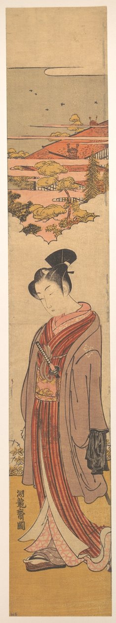 Young Man Strolling near the Sea by Isoda Koryusai
