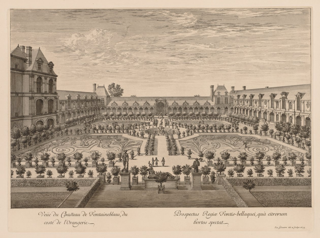 View of the Château de Fontainebleau, from the Orangerie by Israël Silvestre