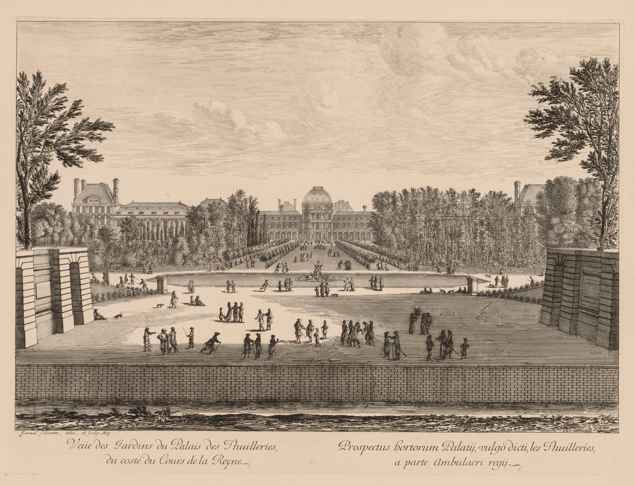 View of the Palace and the Tuileries Gardens, from the Queens Courtyard by Israël Silvestre
