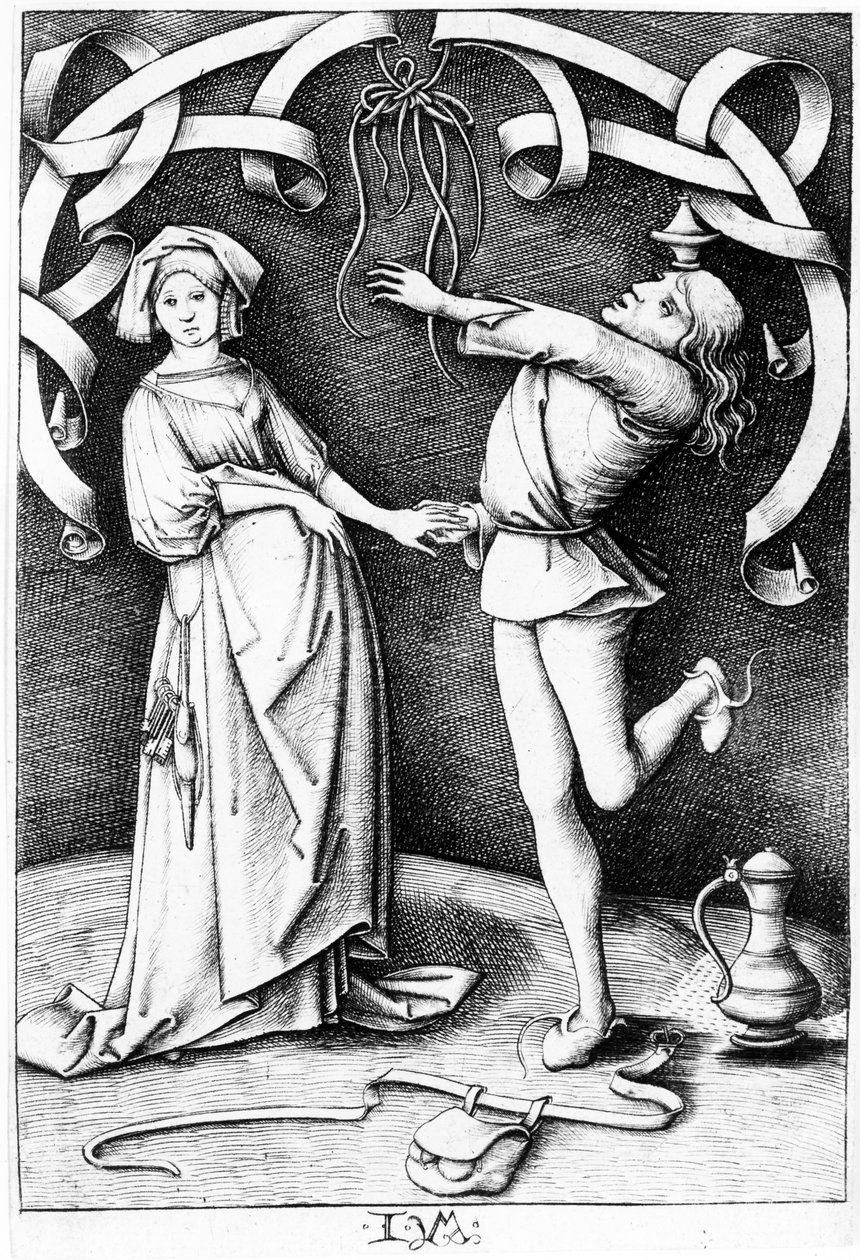 The Juggler and the Woman, c.1495-1503 by Israhel van Meckenem the younger