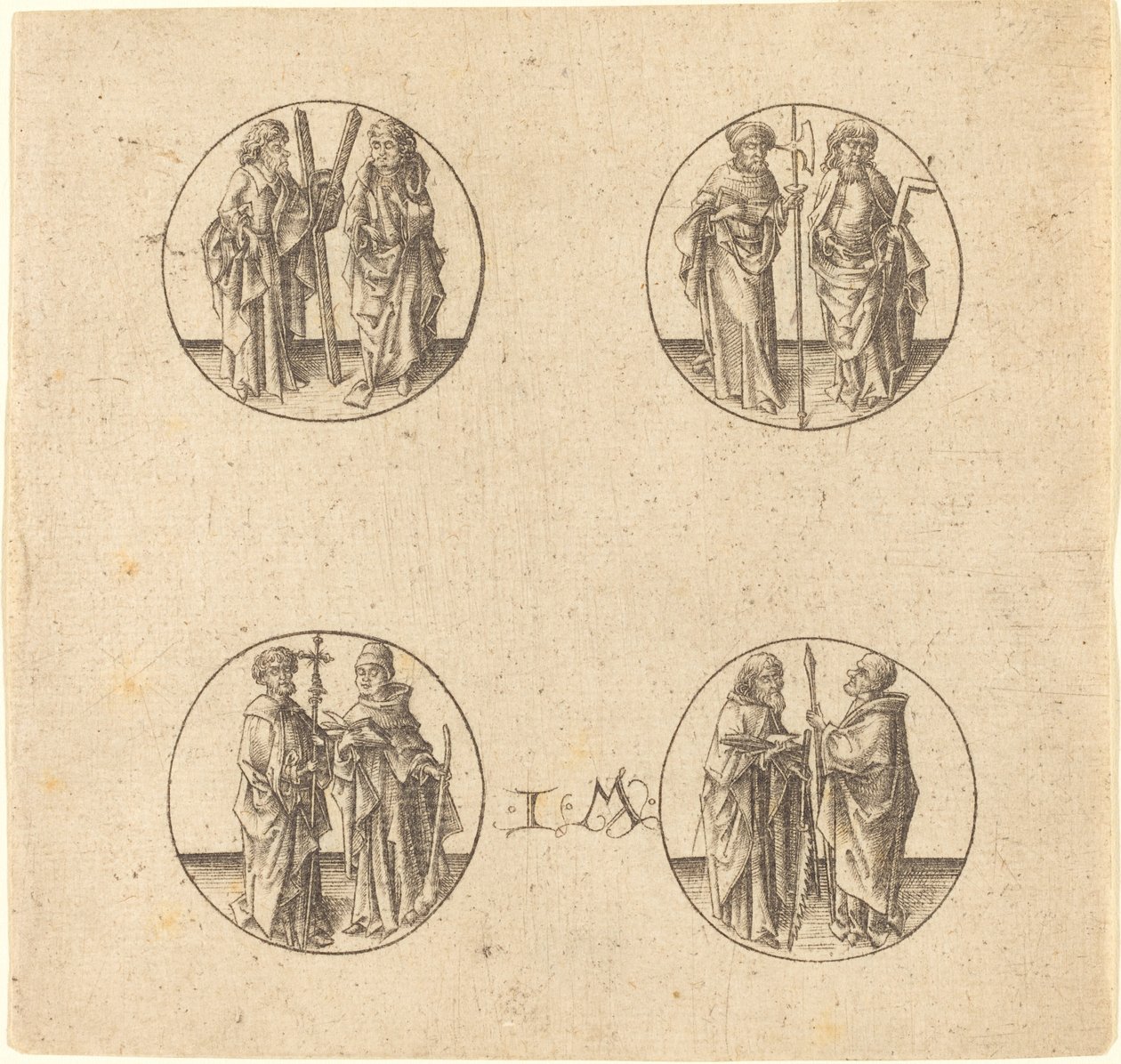 Eight Apostles in Four Roundels by Israhel van Meckenem