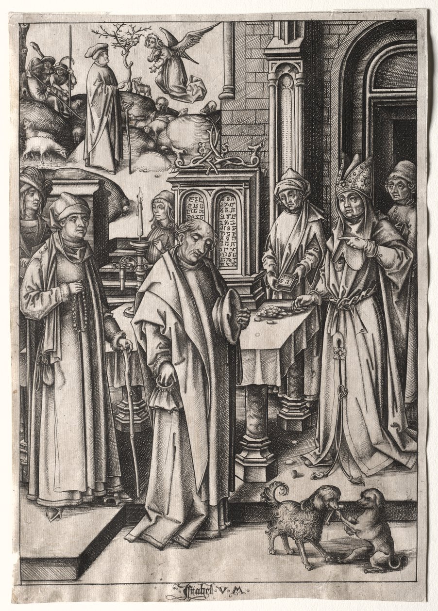 Life of the Virgin: High Priest Rejecting the Offering of Joachim by Israhel van Meckenem