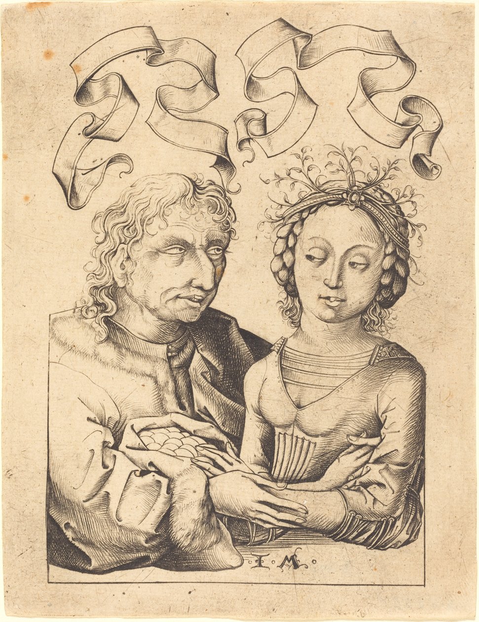 The Foolish Old Man and the Young Girl, c. 1480-1490 by Israhel van Meckenem