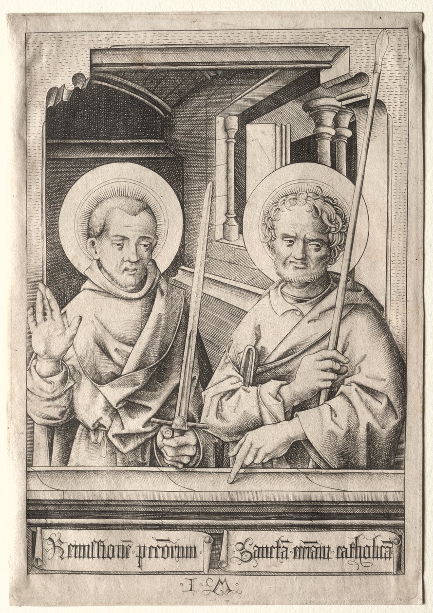 The Twelve Apostles: Saint Simon (?) and Saint Matthew by Israhel van Meckenem