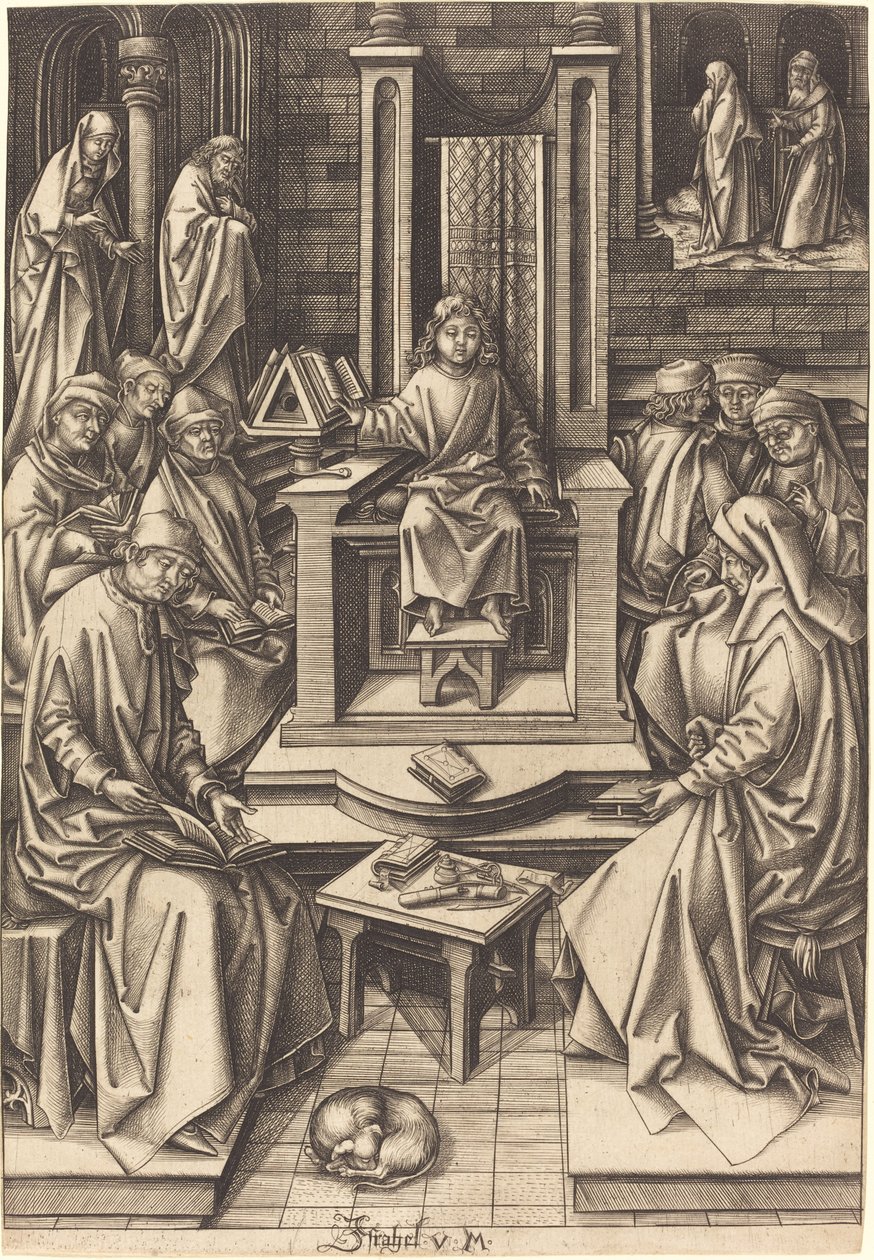 Christ Among the Doctors by Israhel van Meckenem after Hans Holbein the Elder