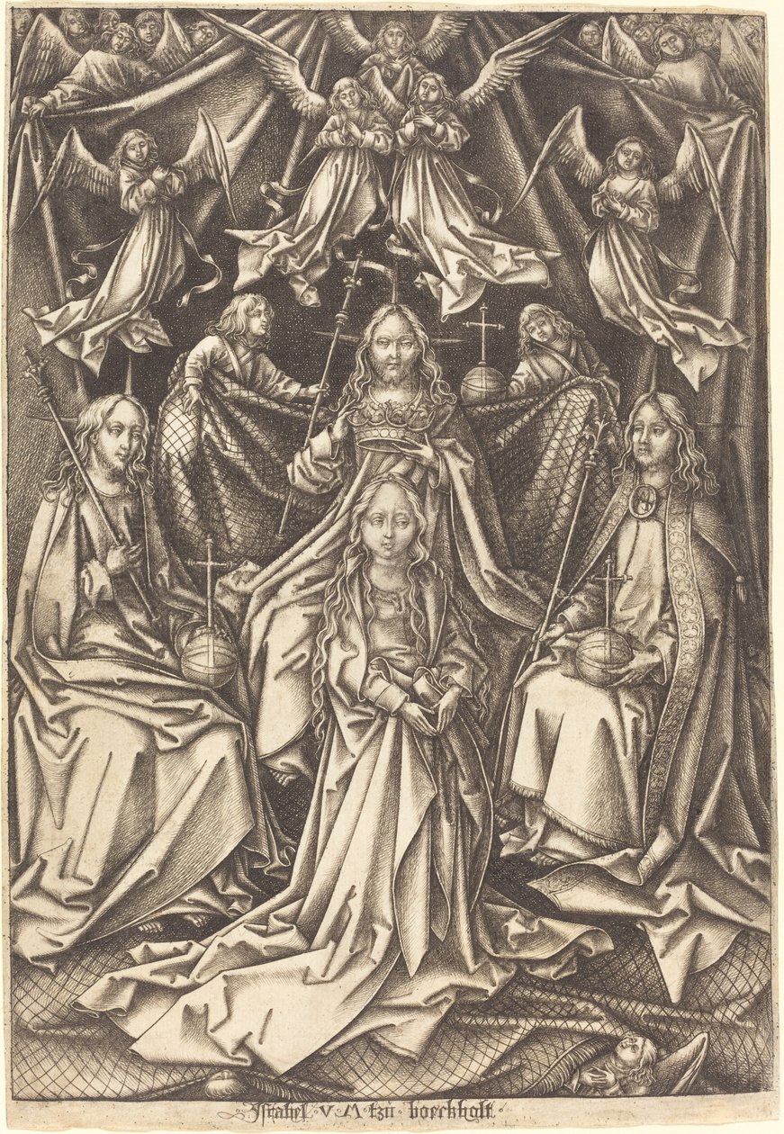 The Coronation of the Virgin by Israhel van Meckenem after Hans Holbein the Elder