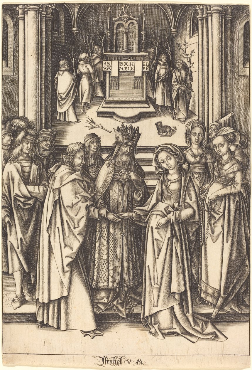 The Marriage of the Virgin by Israhel van Meckenem after Hans Holbein the Elder