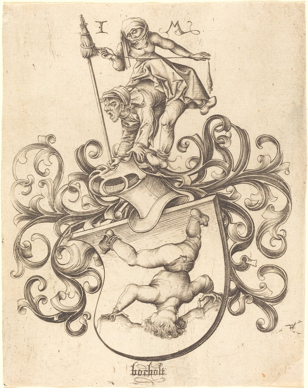 Coat of Arms with Tumbling Boy by Israhel van Meckenem after Master of the Housebook