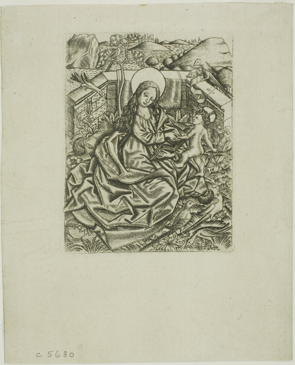 The Virgin and Child in the Garden by Israhel van Meckenem the younger