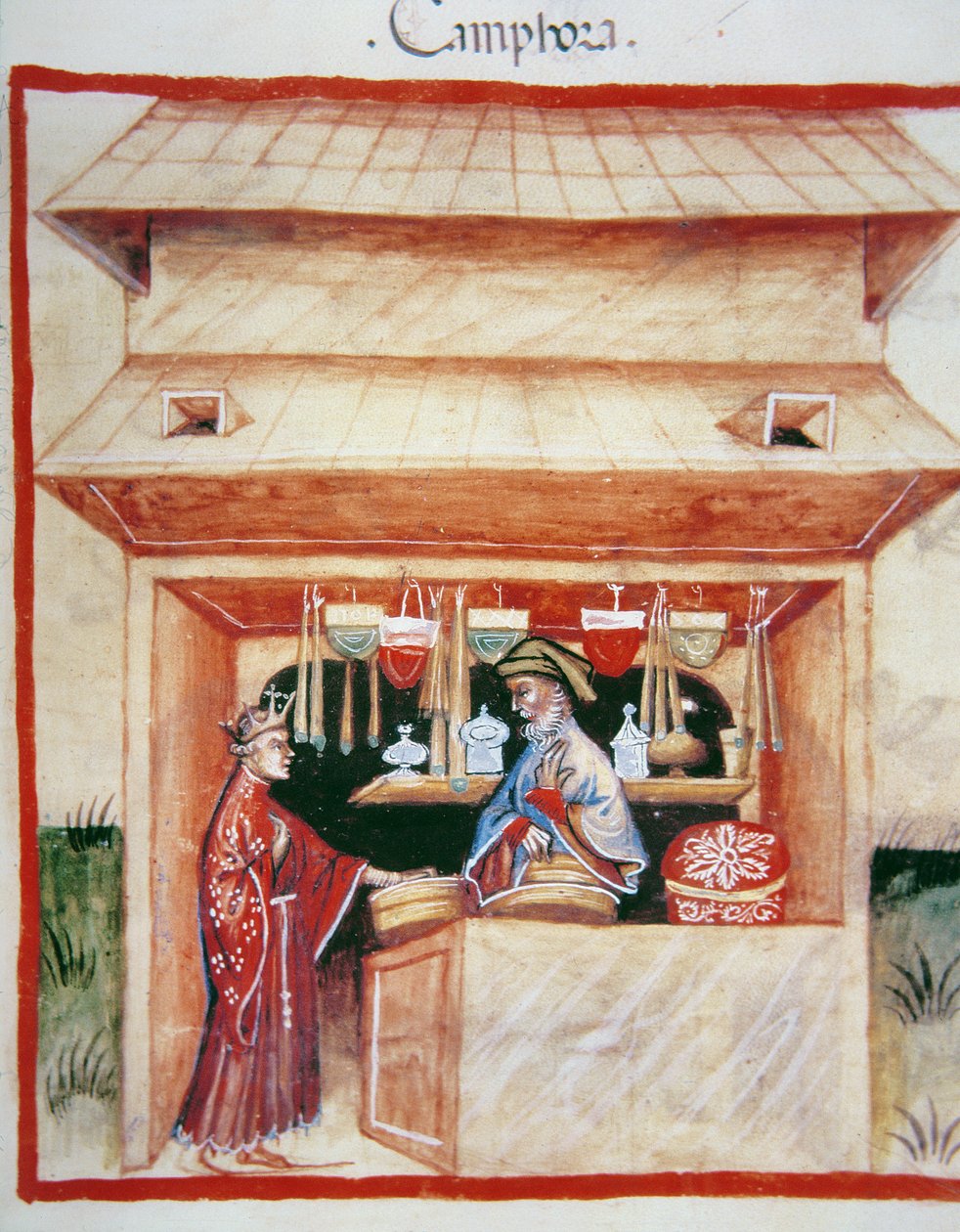 Sale of camphor, from Tacuinum Sanitatis by Italian School