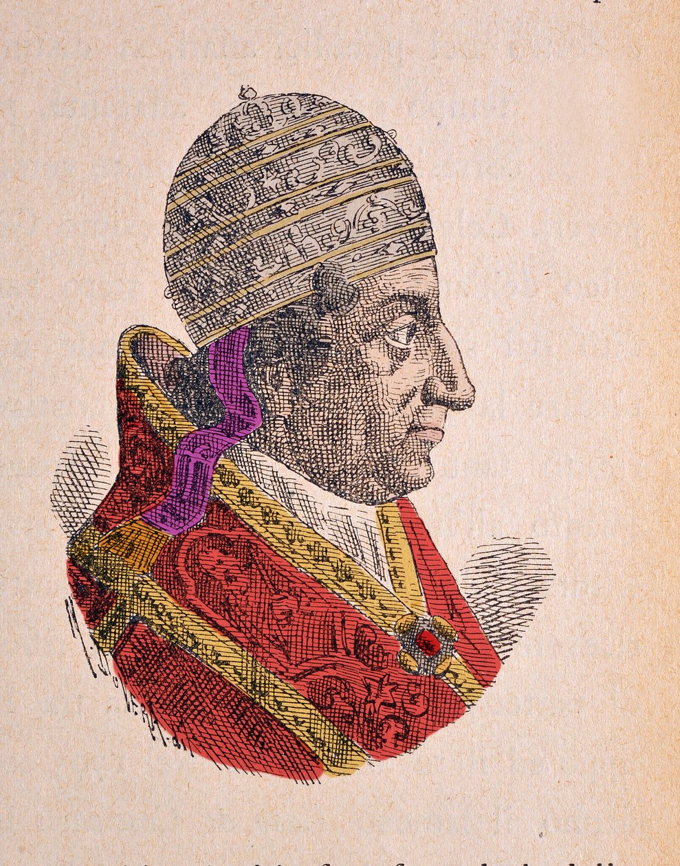 Portrait of Pope Clement XI (1700-1721) (engraving with later colouration) by Italian School