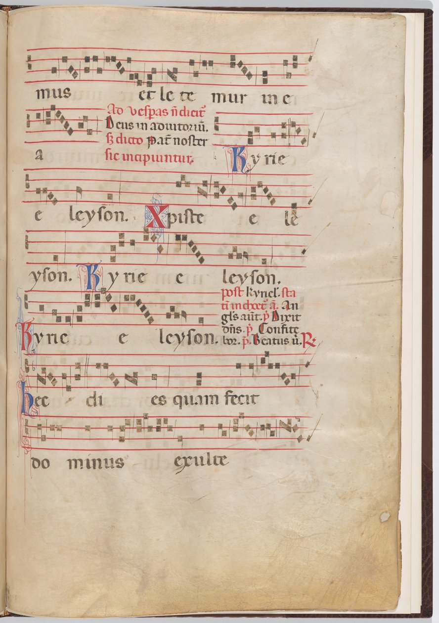 Leaf 5 from an Antiphonal Fragment by Italian 13th Century