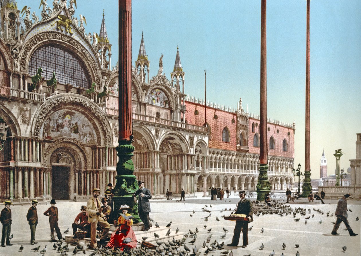 Feeding the pigeons in St Marks Square, Venice by Italian Photographer