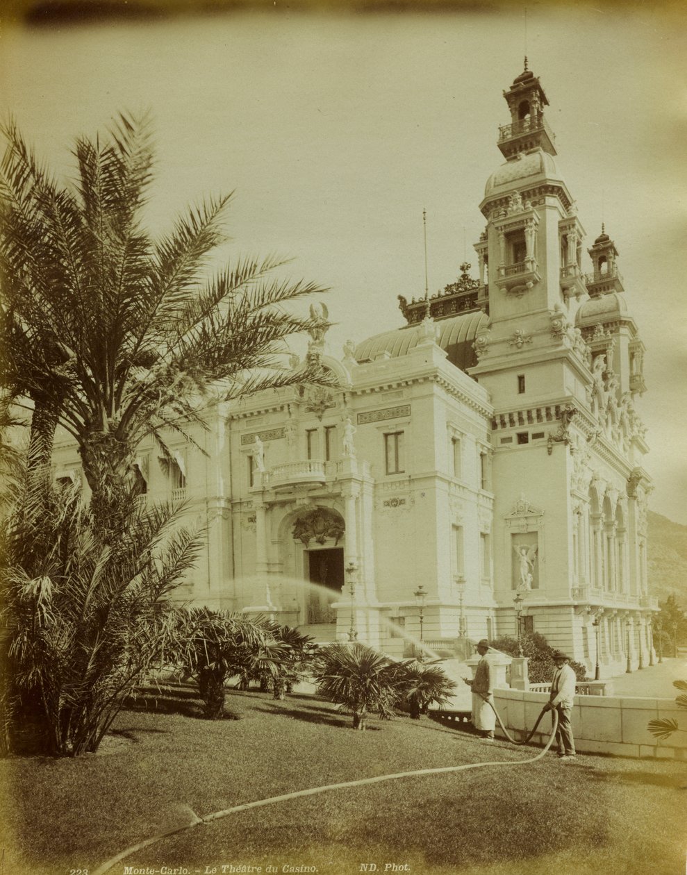 The Theater Annexed to the Casino in Montecarlo. In the Foreground, a View of the Garden Adorned with Palm Trees by Italian Photographer