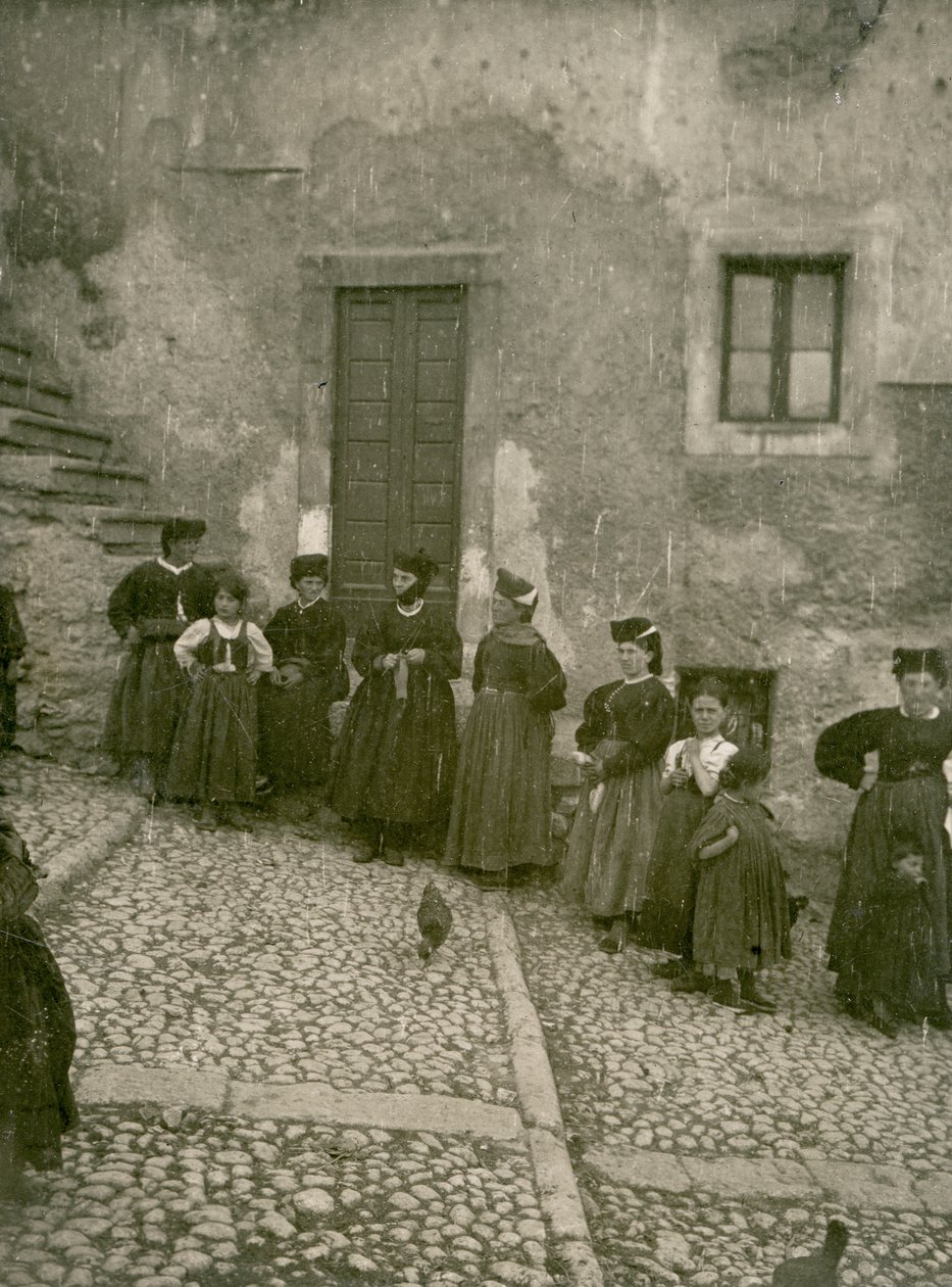Women and Children Wearing Traditional Clothes on Steps, Abruzzo, Italy by Italian Photographer