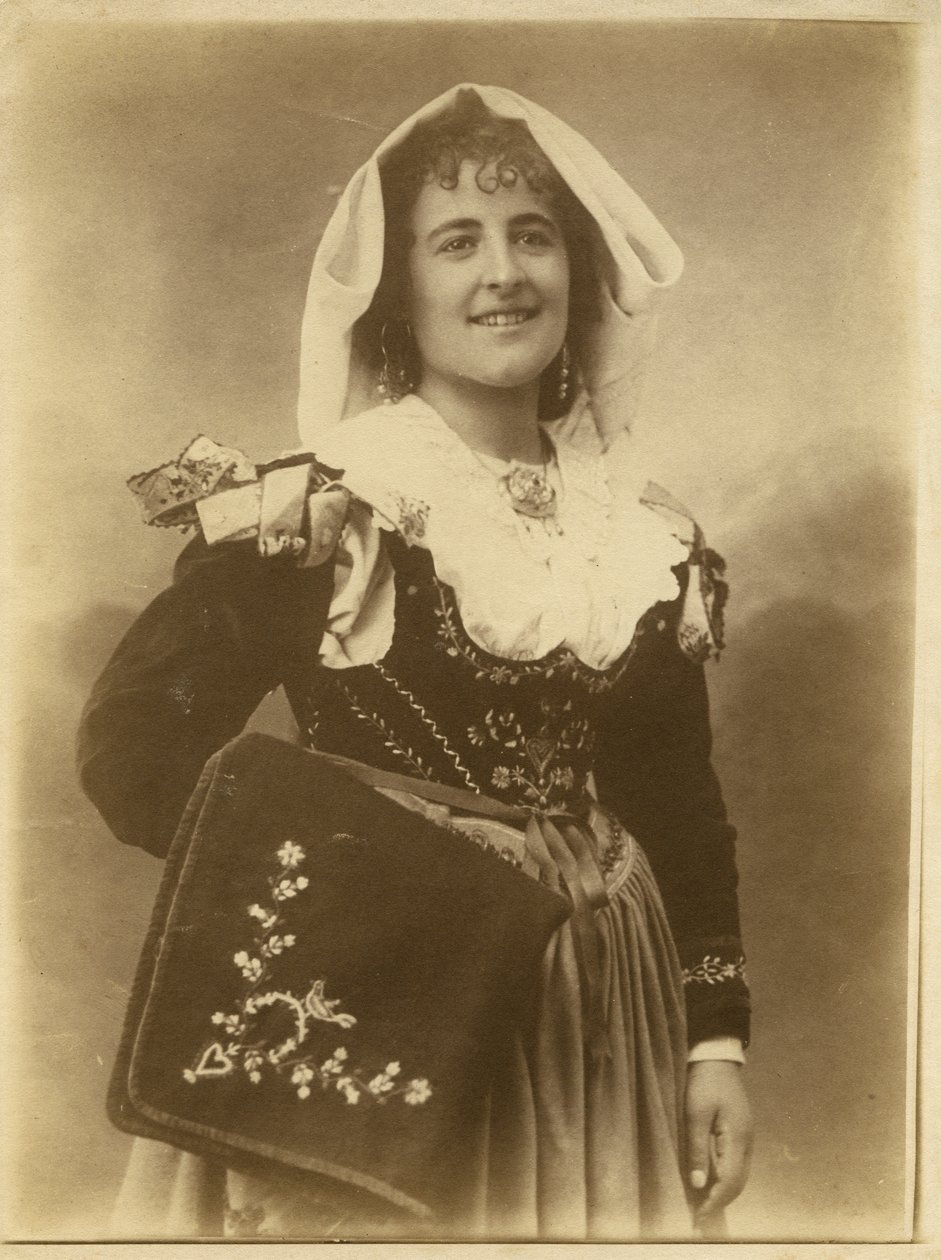 Young woman wearing traditional dress and headpiece, Abruzzo, Italy by Italian Photographer