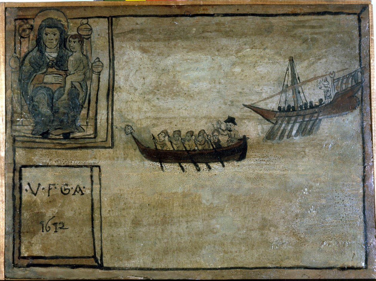A Neapolitan Boat is Chased by a Barbaresque Galley (Ex Voto of 1612 of the Church of the Madonna dell