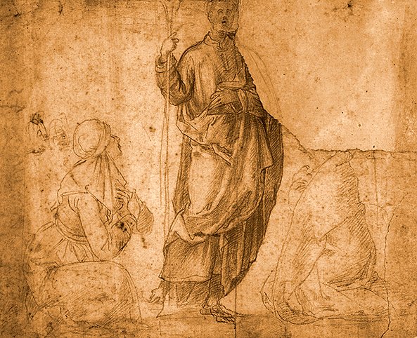 A Saint with Two Kneeling Women by Italian School