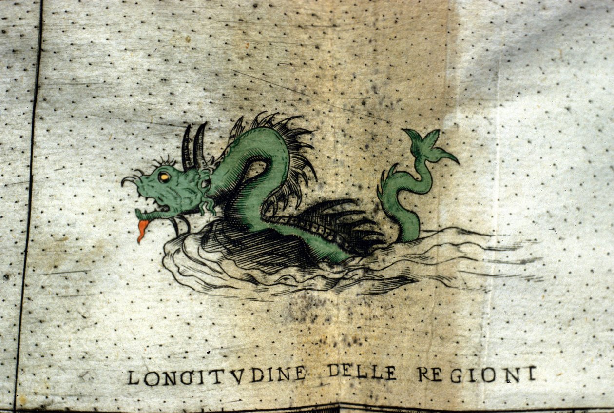 A sea snake represented in the waters of the Atlas by Urbano Monte by Italian School