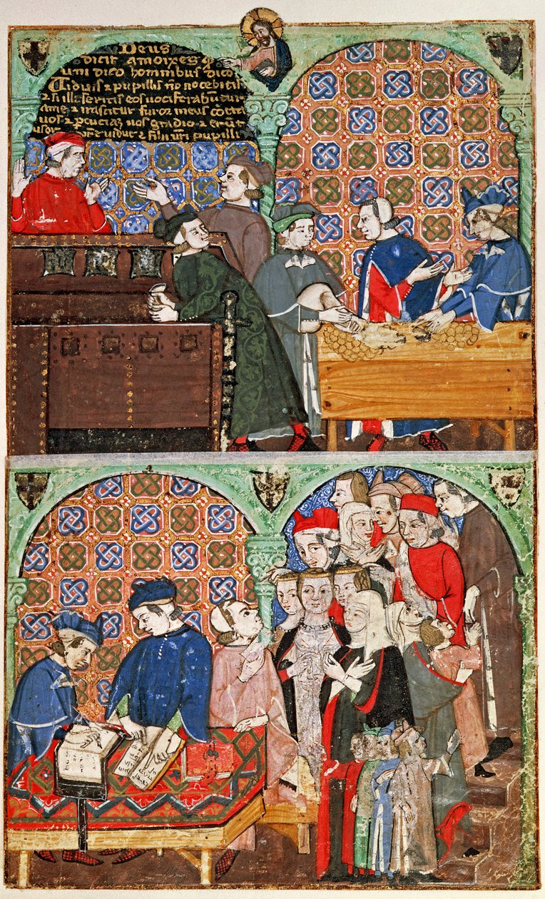 Counting Money and Paying Wages, from Treatise on the Vices by Italian School