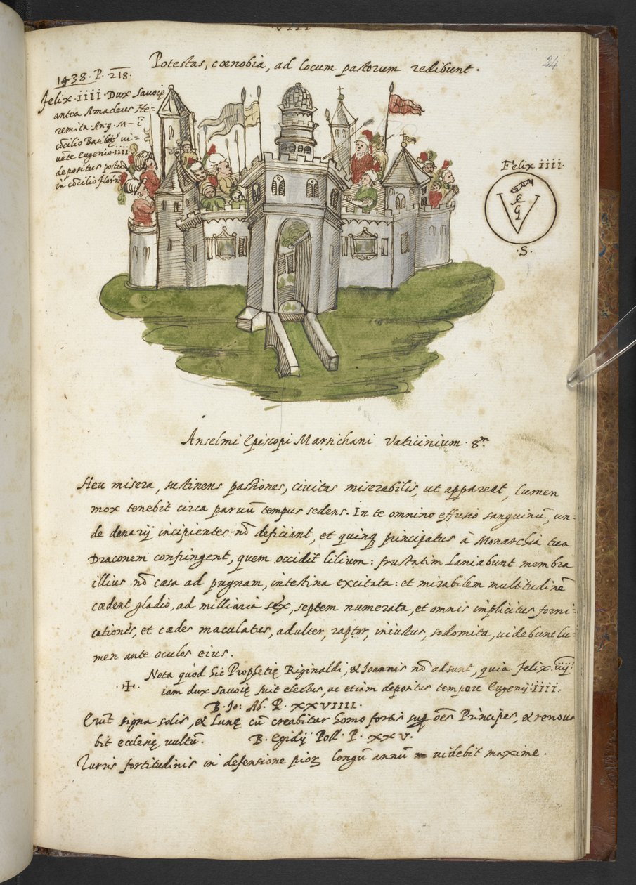 Prophecies and images of the fifteenth Pope, by Joachim of Fiore by Italian School