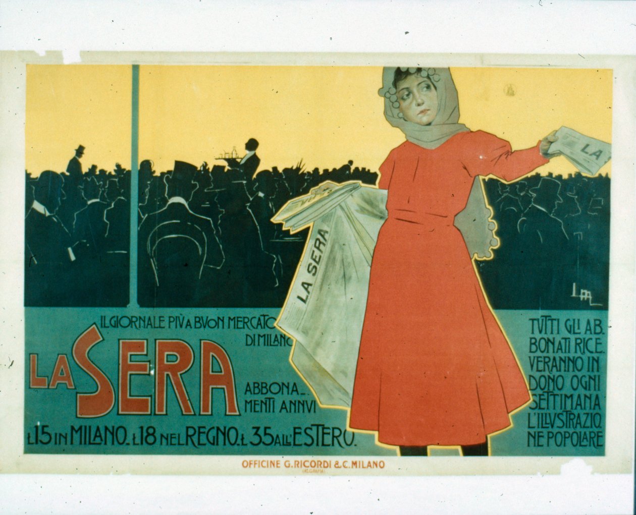 Advert for the Italian Newspaper La Sera by Italian School