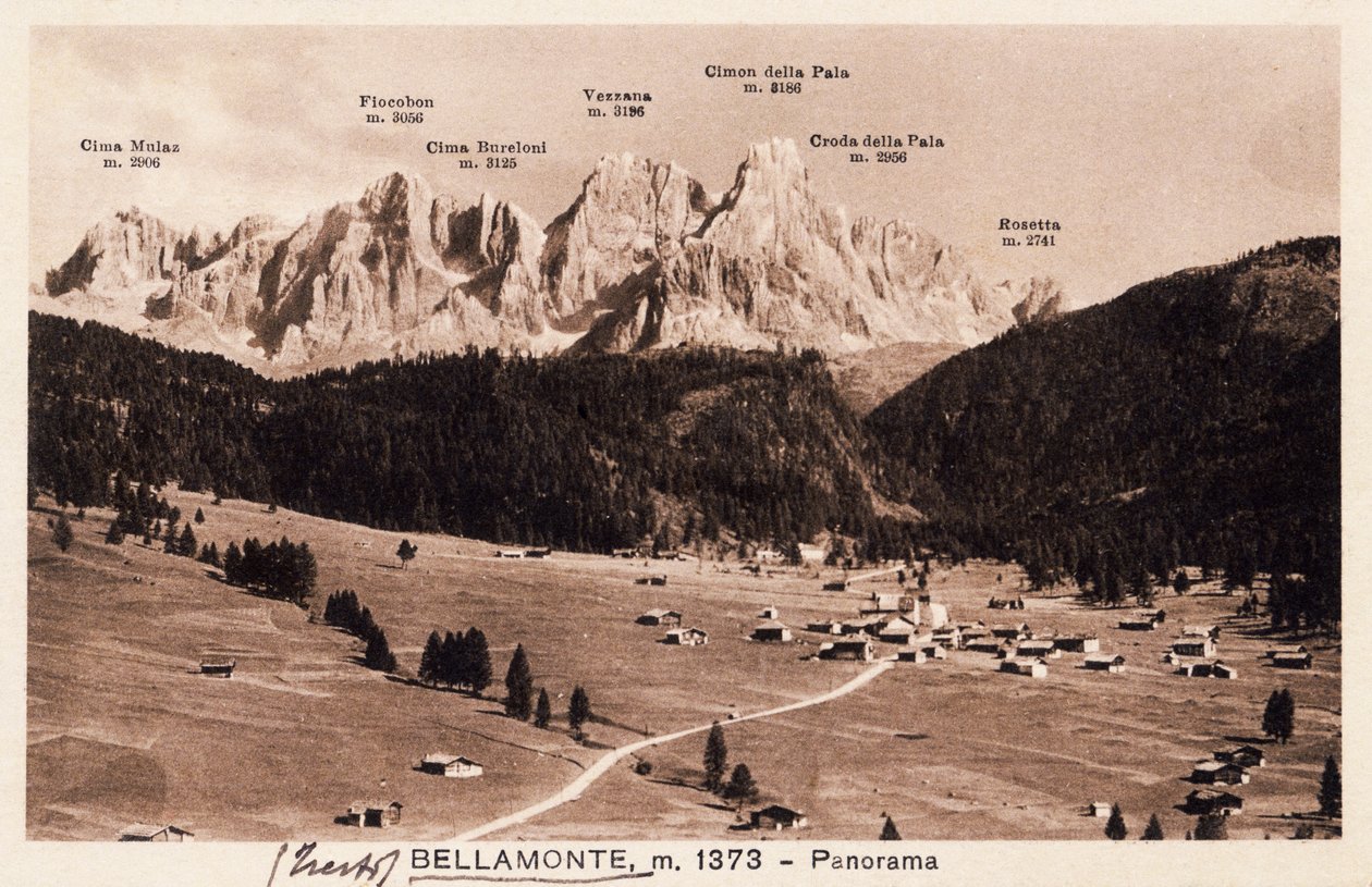 Bellamonte, Hamlet of Predazzo, Postcard, Trentino-Alto Adige, Italy, 20th century by Italian School