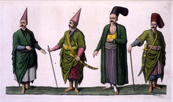 Bostandji, Khasseki and other examples of Ottoman costume, plate 5 from Part III, Volume I of 
