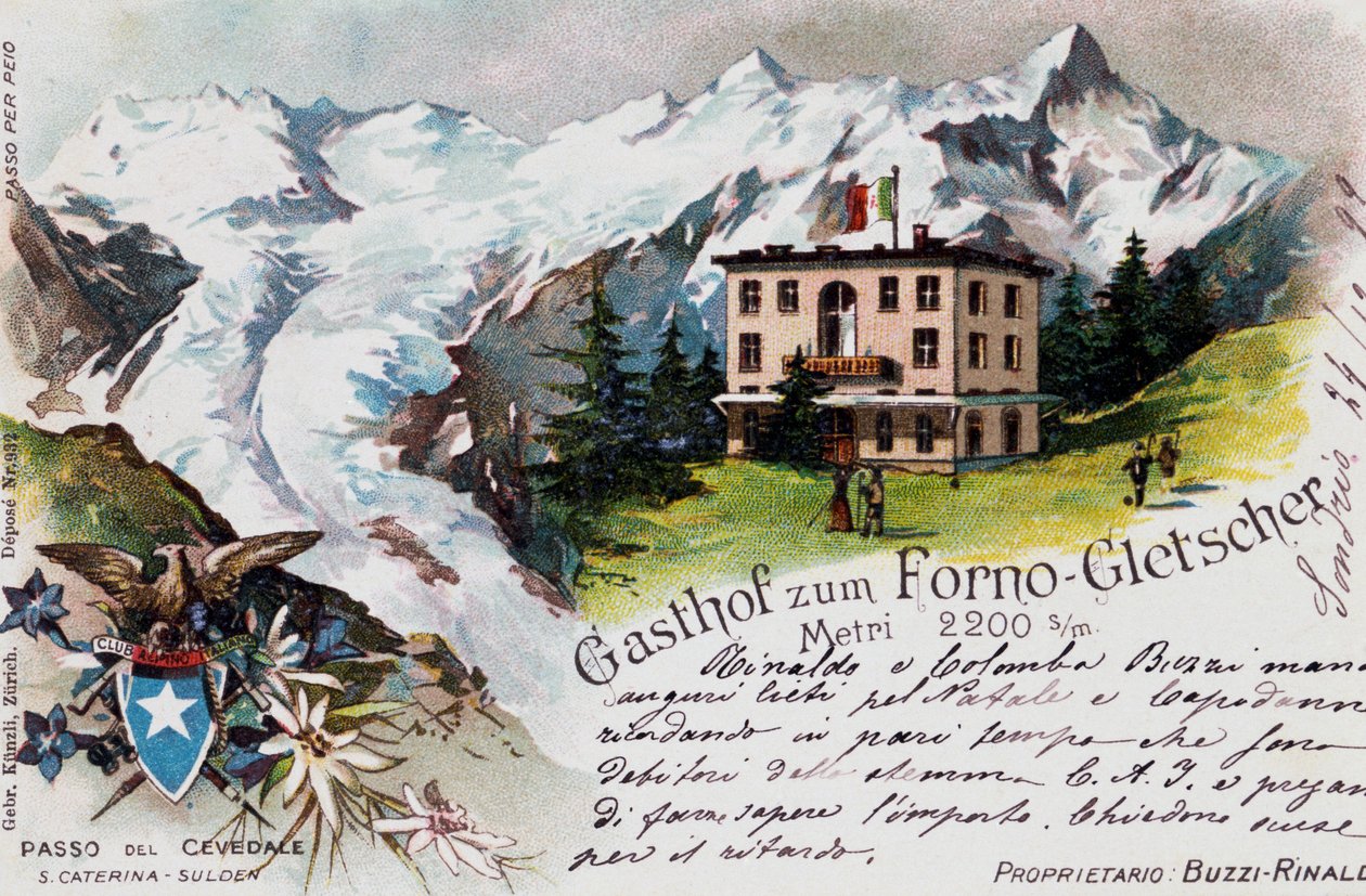Cevedale Pass, postcard by Italian School