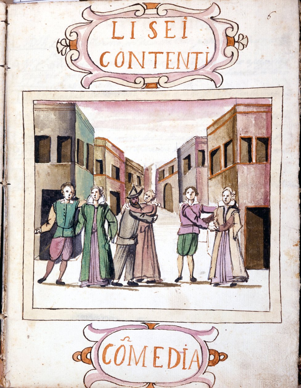 Comedy by Li sei contenti after the Manuscript Volume of “Scenari dei più scelti istrioni” (1621 - 1643). Rome, Accademia dei Lincei by Italian School