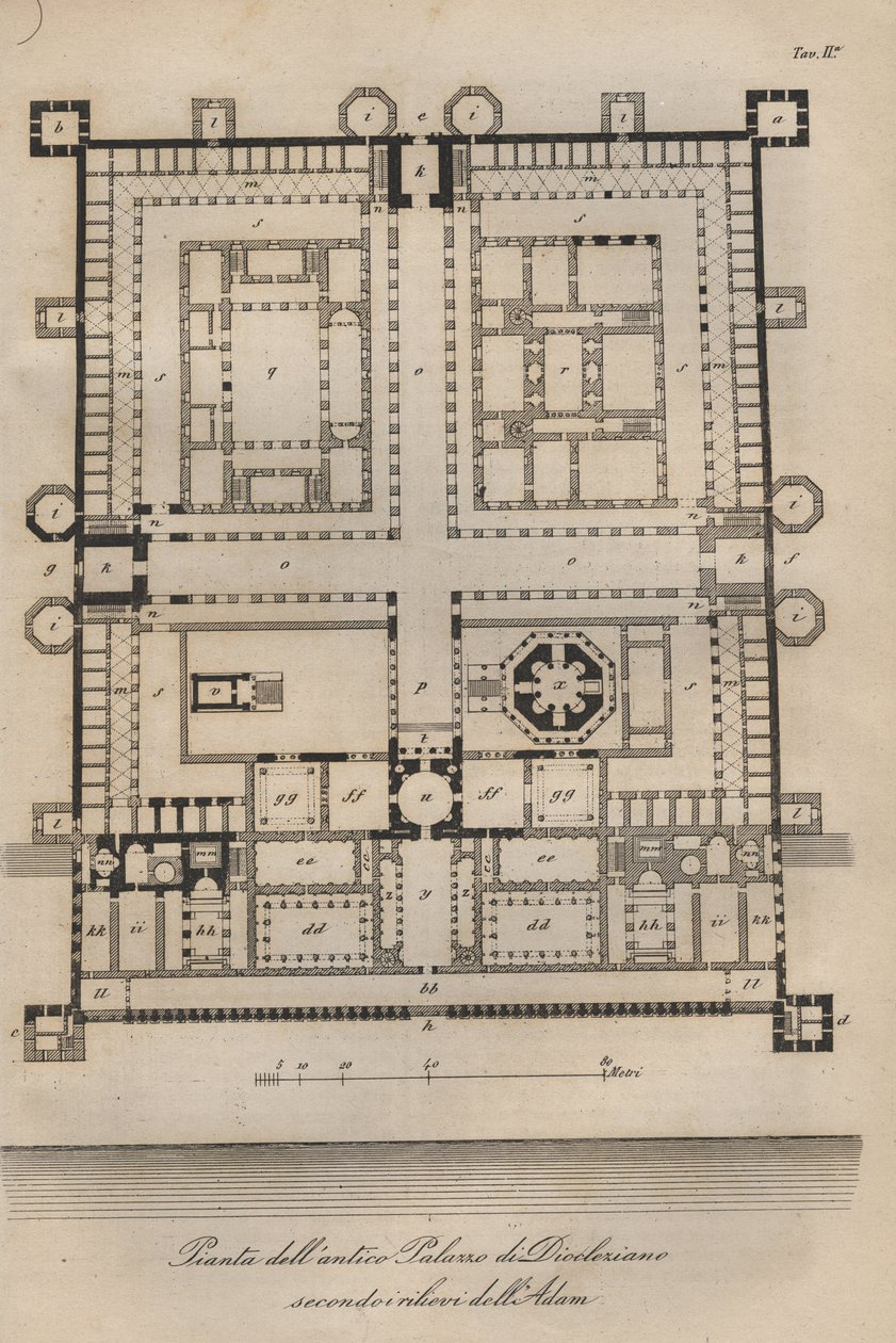 Croatia - Split (Spalato) - Reconstructed Diocletian Palace by Robert Adam (Palace of the Roman Emperor Diocletian (Gaius Aurelius Valerius Diocletianus, 245-316). engraving from 