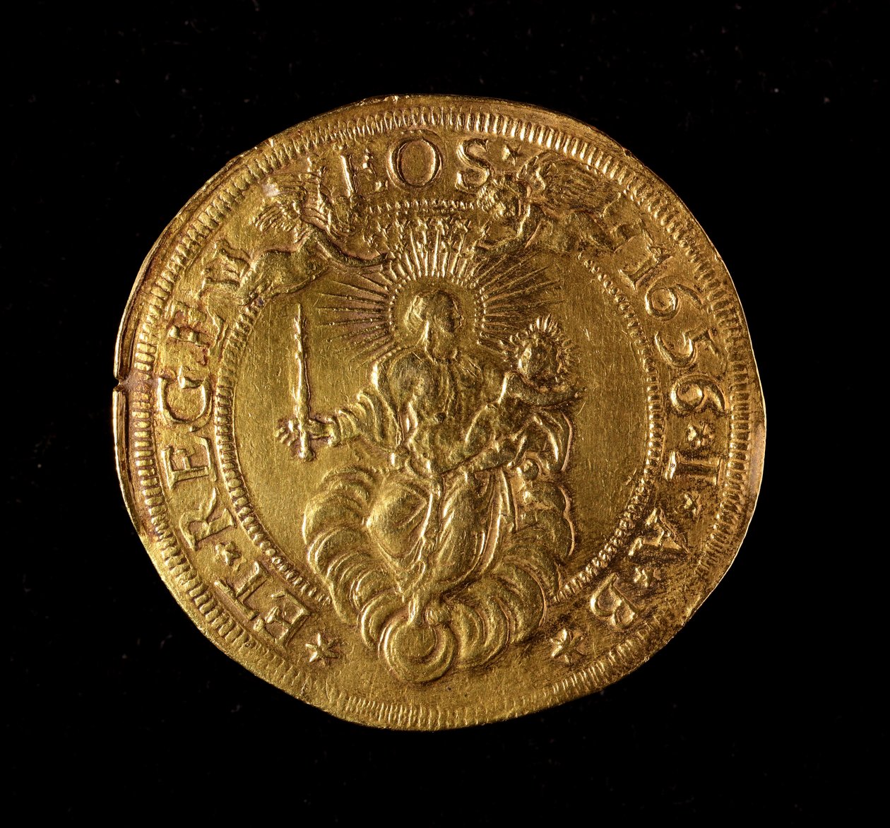 Currency of the Republic of Genoa: 12.5 Gold Doppie Coin. 1656. Back. Genoa Musei di Strada Nuova by Italian School