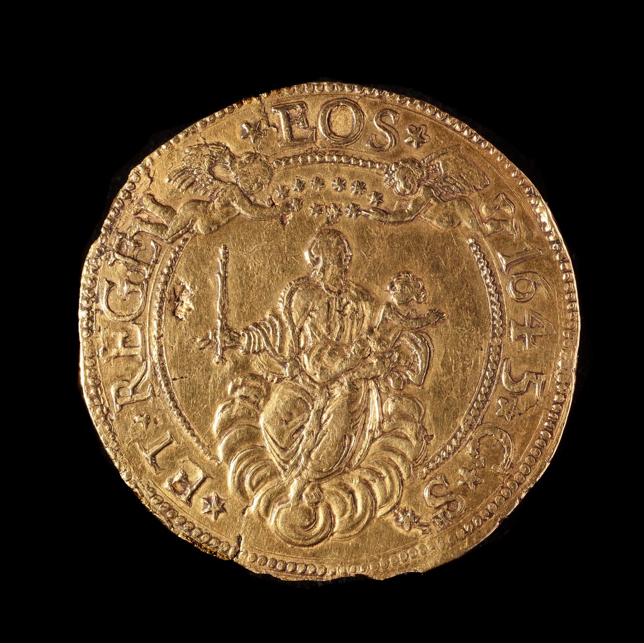 Currency of the Republic of Genoa: 20 gold doppie. 1645. (back) by Italian School