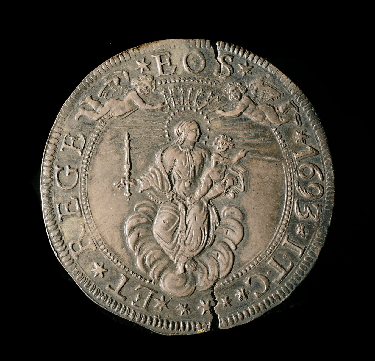 Currency of the Republic of Genoa: ECU wide in silver. Diam. 61 mm. 1693. back. by Italian School