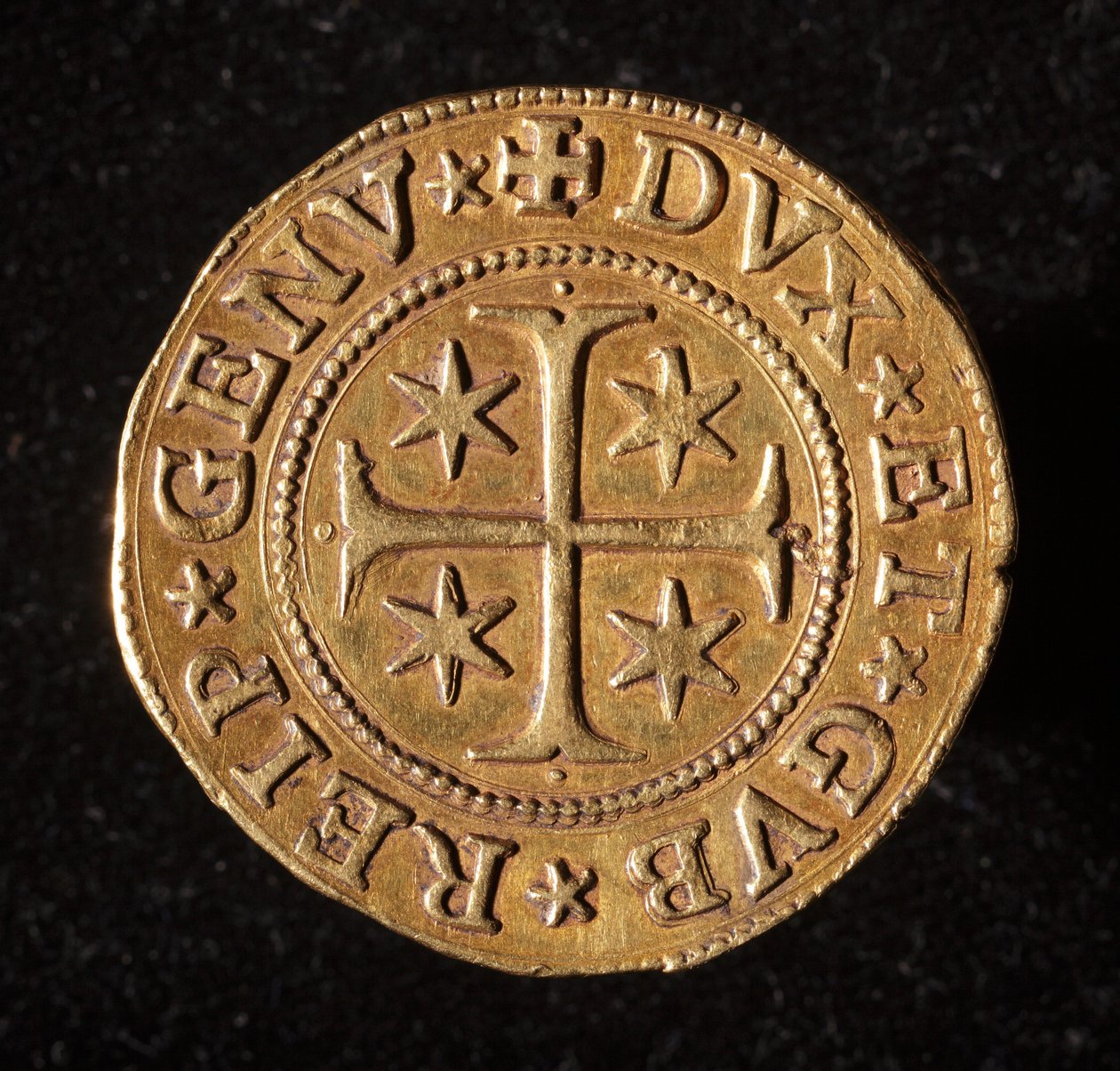 Currency of the Republic of Genoa: five gold doppie coin. Diam. 41 mm. 1642. Front. Genoa Musei di Strada Nuova by Italian School