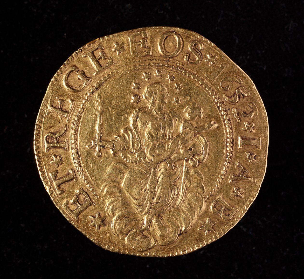 Currency of the Republic of Genoa: five gold doppie coin. Diam. 41 mm. 1652. Back. Genoa Musei di Strada Nuova by Italian School