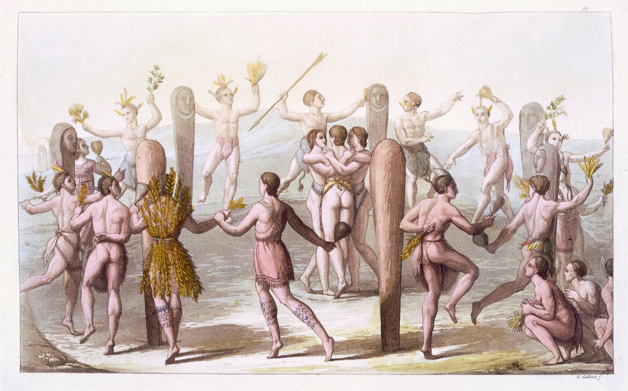 Dances of the Native Inhabitants of Virginia, c.1820 by Italian School