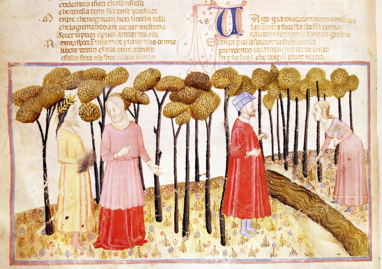 Dante and Virgil at the Summit of Purgatory, from The Divine Comedy by Dante Alighieri by Italian School