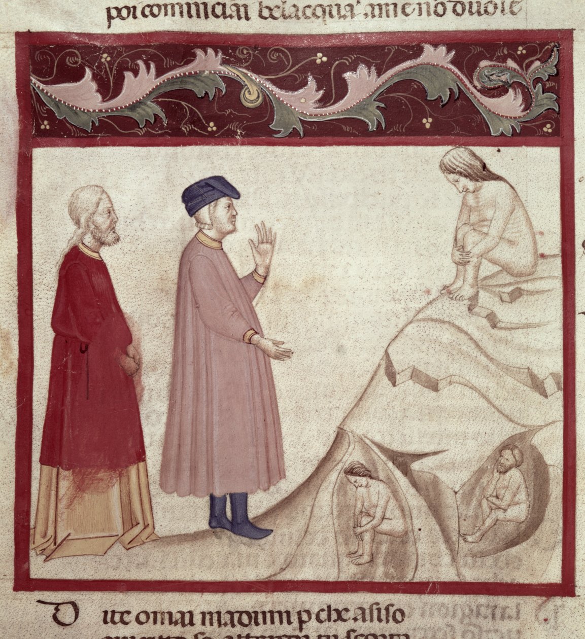 Dante and Virgil Meet the Souls Imprisoned in the Rocks, from The Divine Comedy by Dante Alighieri by Italian School