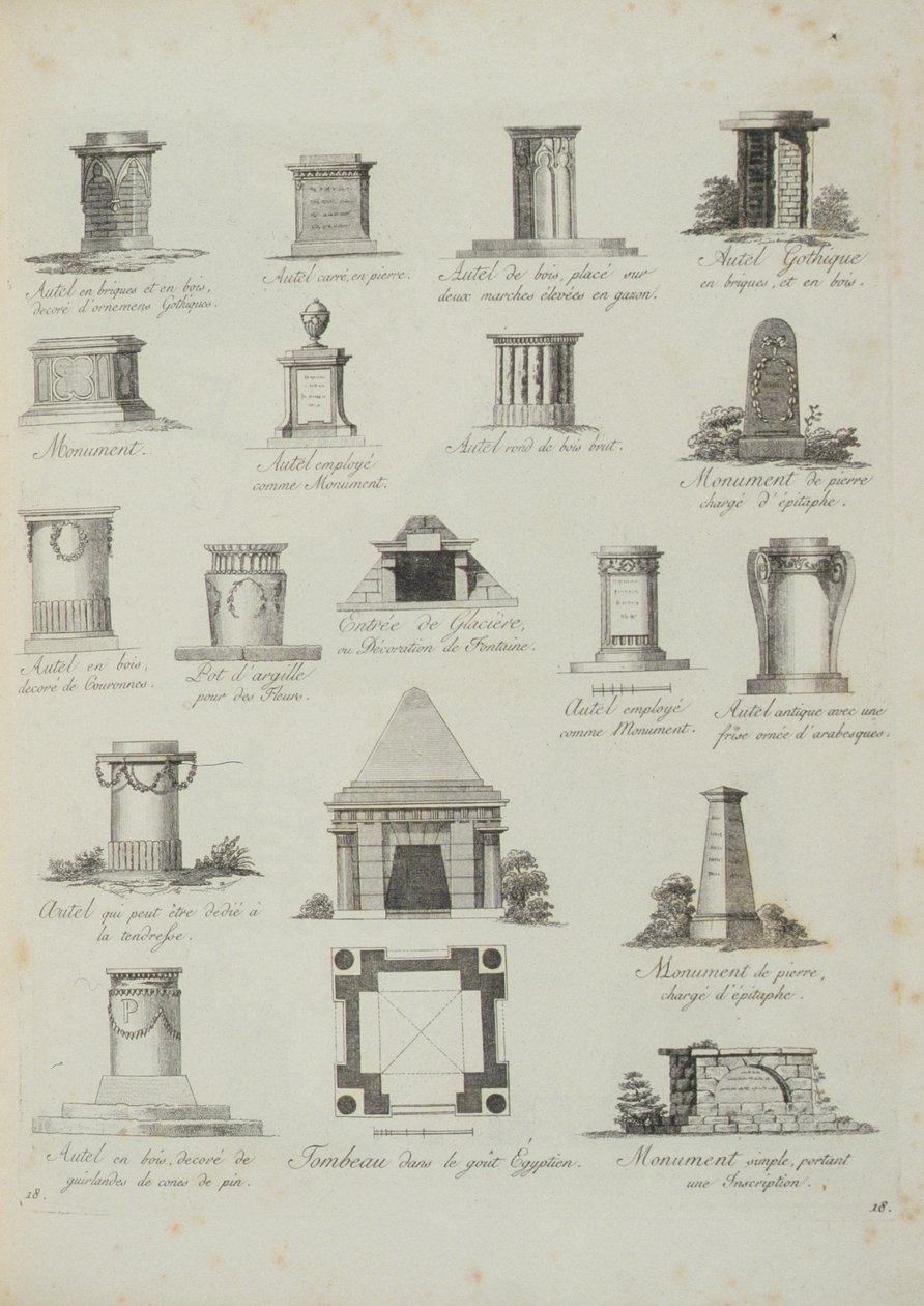 Designs for garden ornaments, from A Compendium of Drawings, by J.G. Grohmann by Italian School